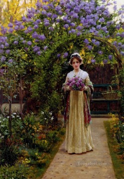 印象派の花 Painting - ライラック 歴史的 リージェンシー エドモンド レイトン 印象派 花